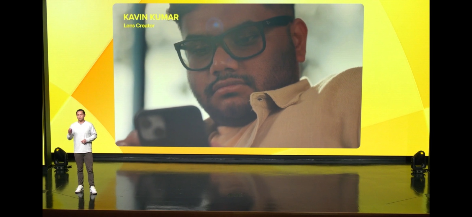 Kavin Kumar featured at Snap LensFest global event, face on the main stage screen