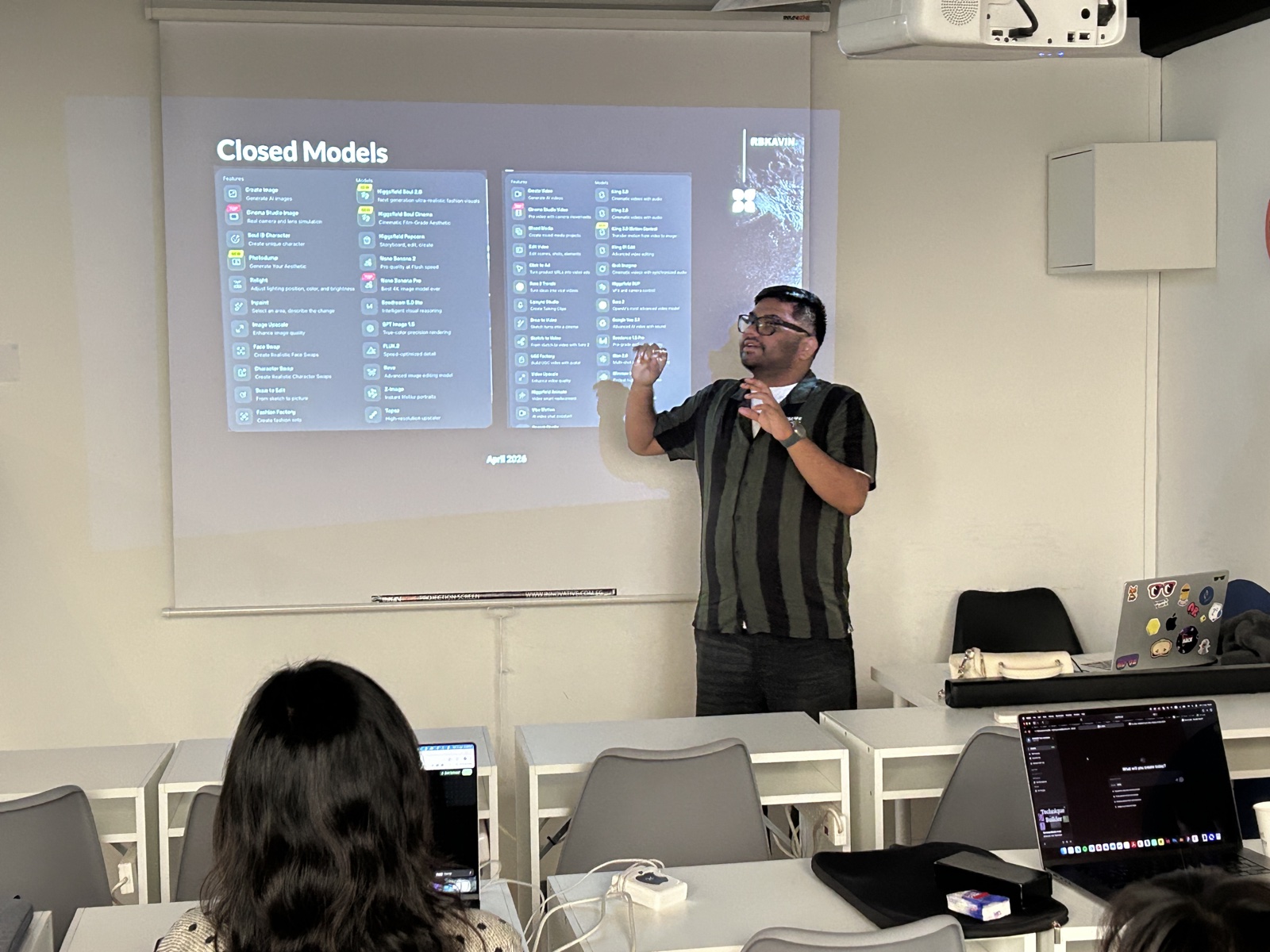 Kavin explaining Flora AI features at Singapore workshop