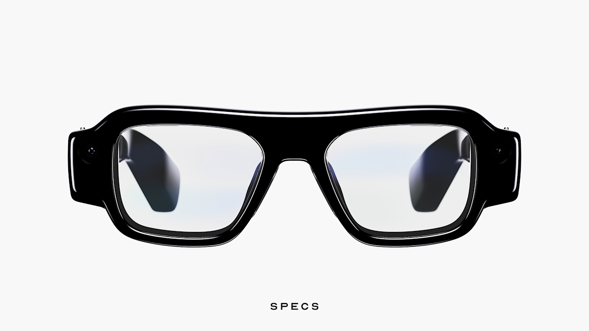 Snap Specs smart glasses, front view. Binocular AR display used to build a live 3D map of a room.