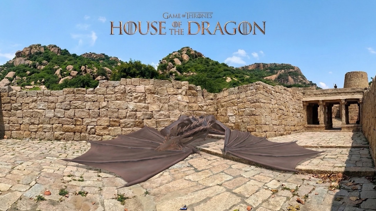 House of the Dragon AR dragon at Sankagiri Hill Fort