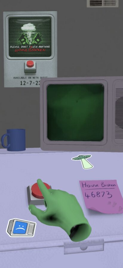 House Broken AR interaction state, touching triggers events