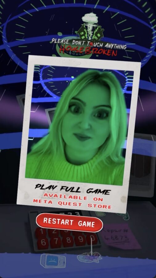 House Broken AR ending screen with Meta Quest CTA