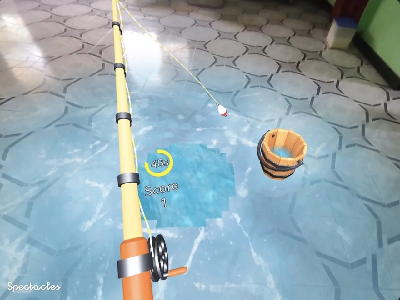 Ice Fishing frozen lake placed on the floor