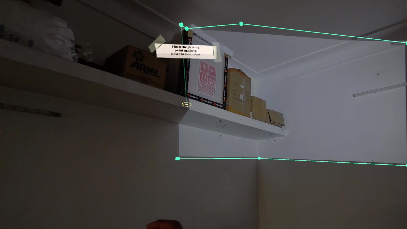 Tracing a projection boundary by hand on Snap Spectacles