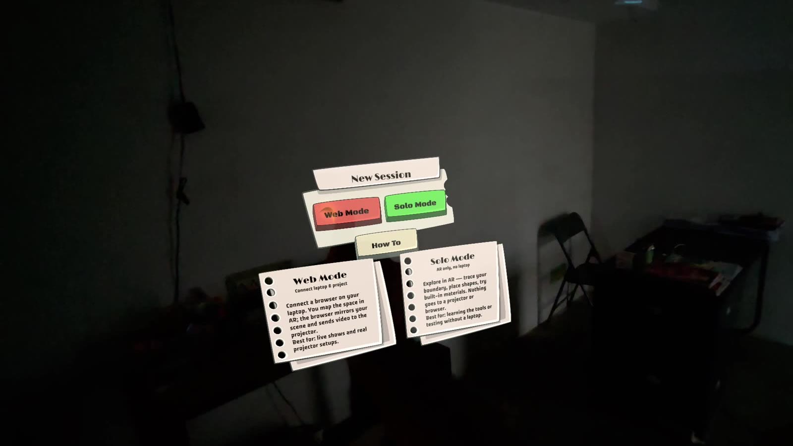 Spatial Mapper Web Mode and Solo Mode selection screen